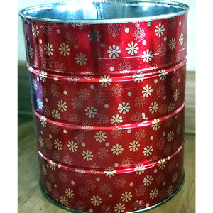 Vintage 7" Hills Brothers / Bros Coffee Can Red Atomic MCM Snowflakes No Lid
